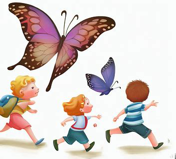 蝶々を追いかける子供